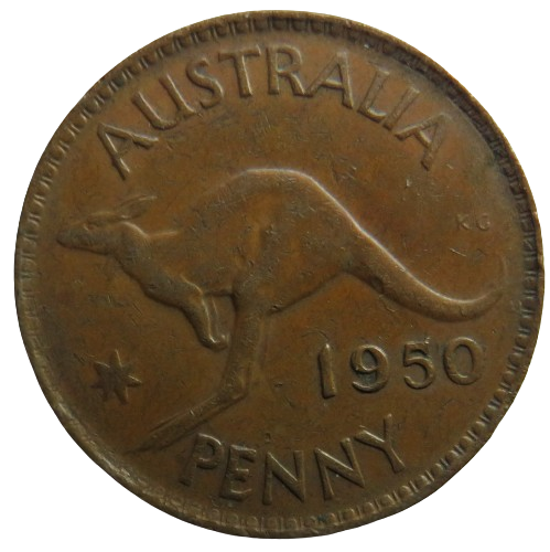 1950 King George VI Australia One Penny Coin