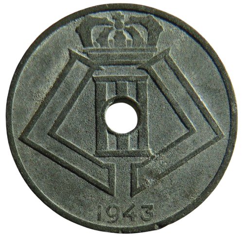 1943 Belgium 25 Centimes Coin