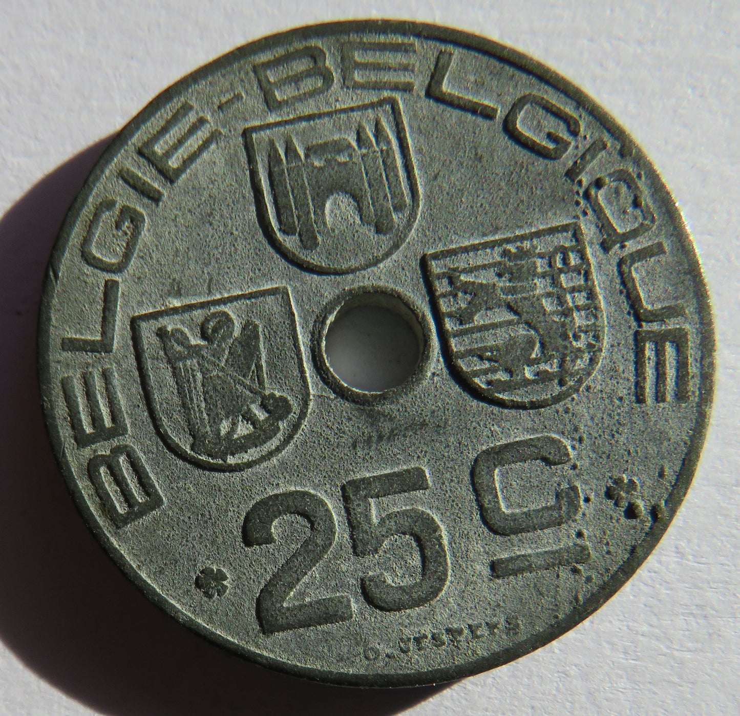1943 Belgium 25 Centimes Coin