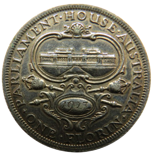 1927 King George V Australia Silver Florin Coin - Parliament House
