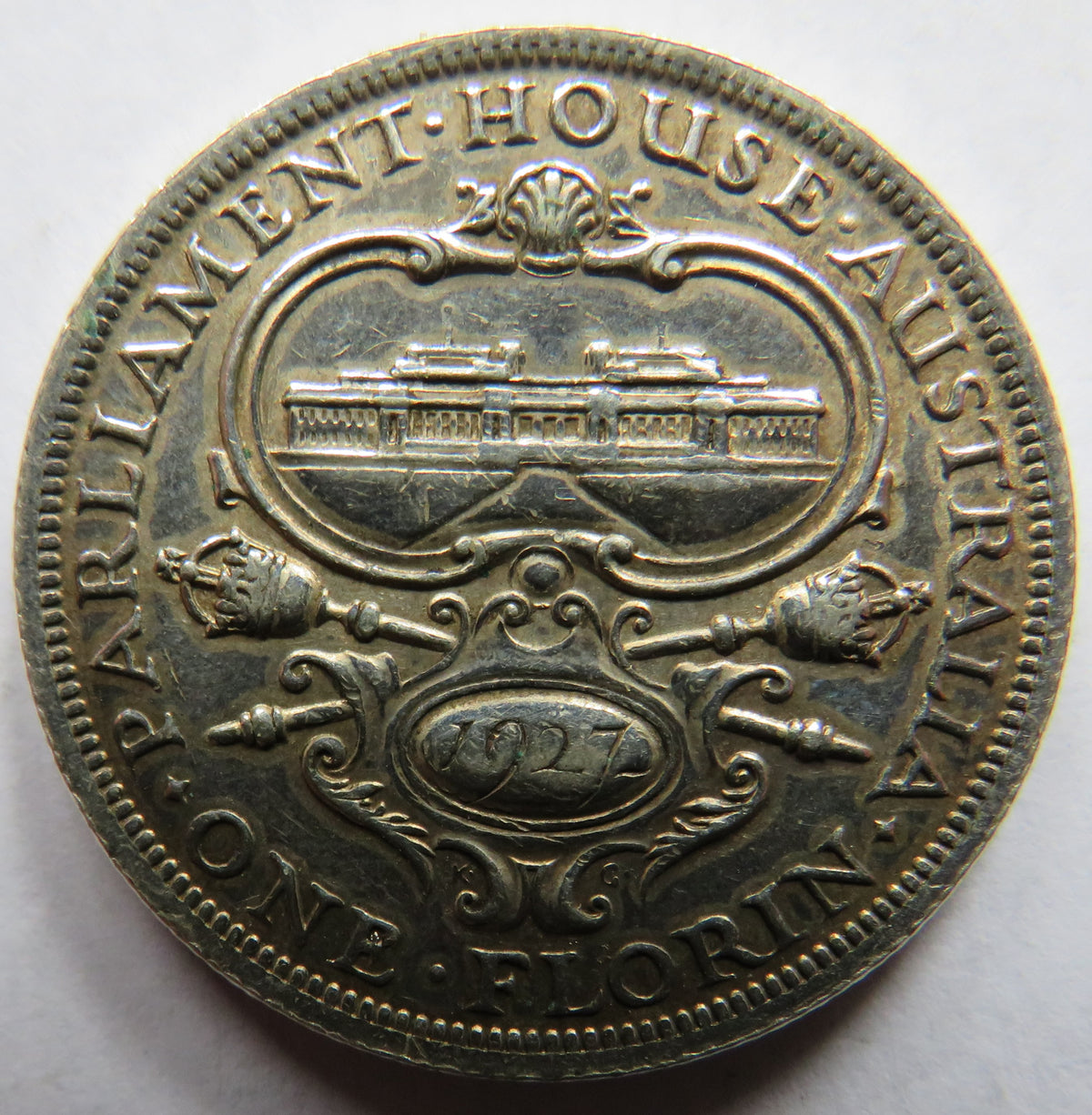 1927 King George V Australia Silver Florin Coin - Parliament House image 2