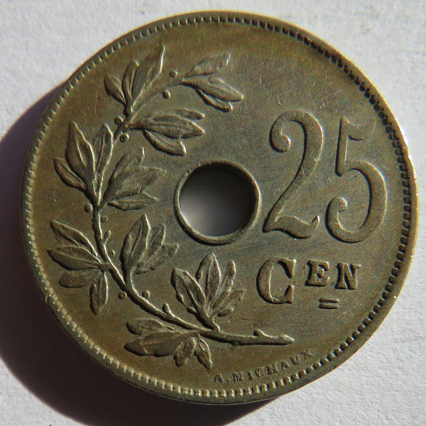 1926 Belgium 25 Centimes Coin