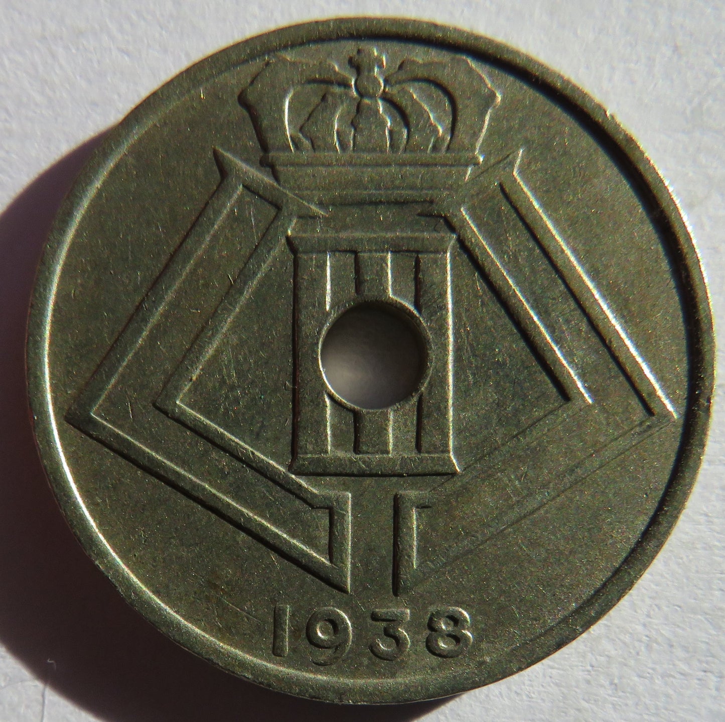 1938 Belgium 25 Centimes Coin
