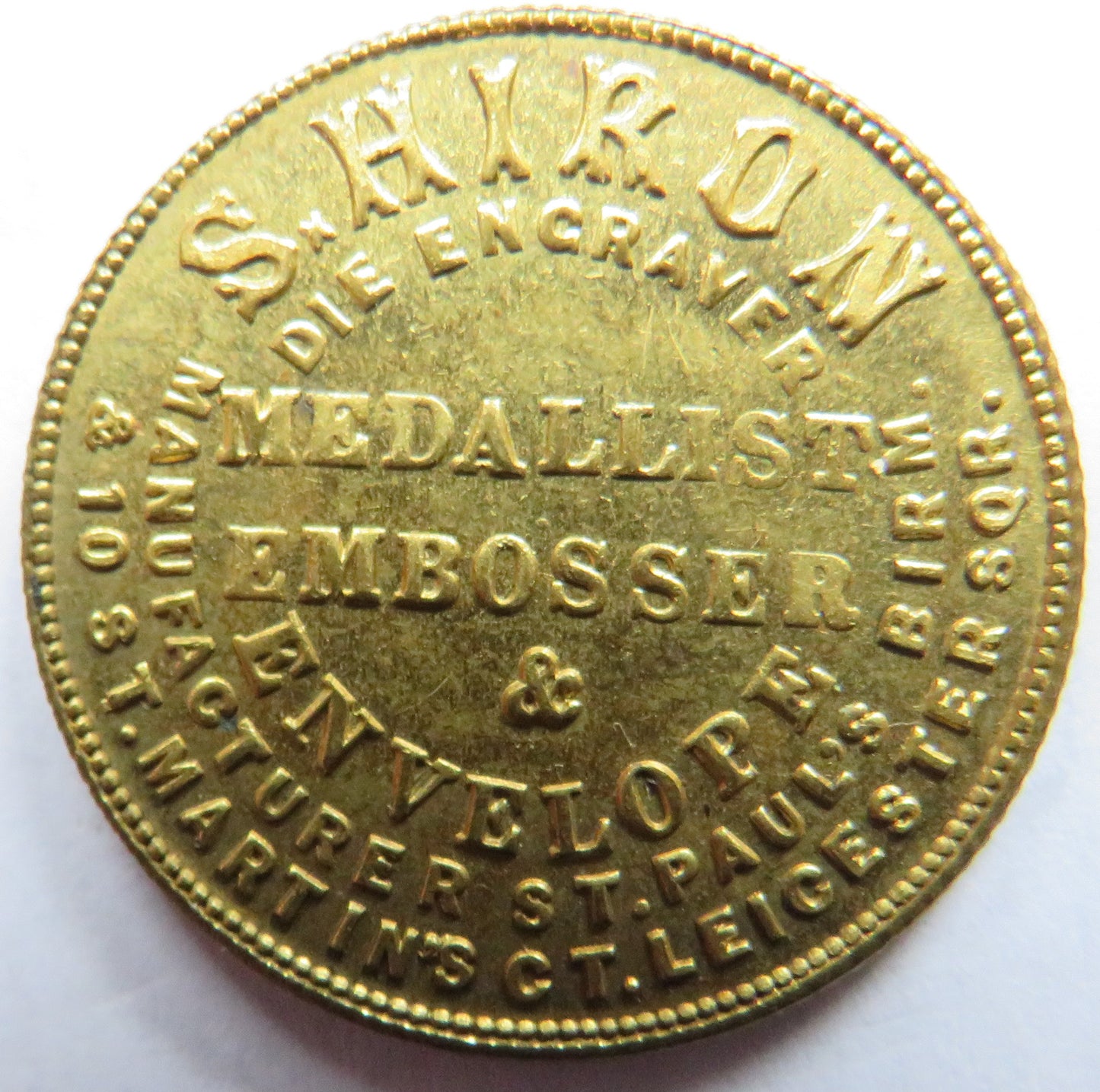 S.Hiron Medallist Birmingham Gaming Token "Keep Your Temper"
