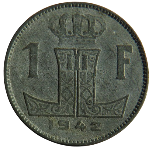 1942 Belgium One Franc Coin