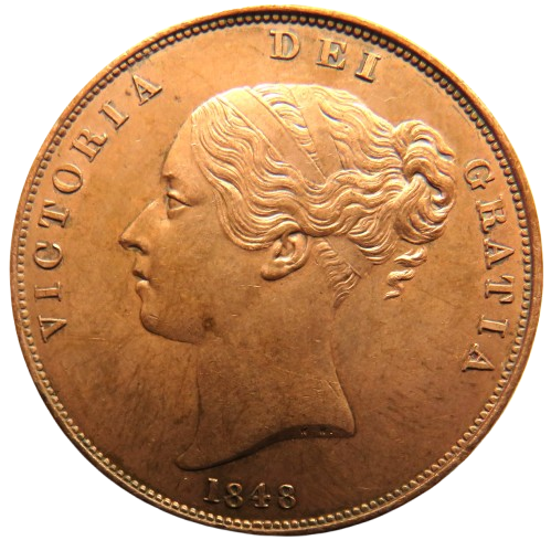 1848 Queen Victoria Young Head One Penny Coin In Higher Grade - Great Britain