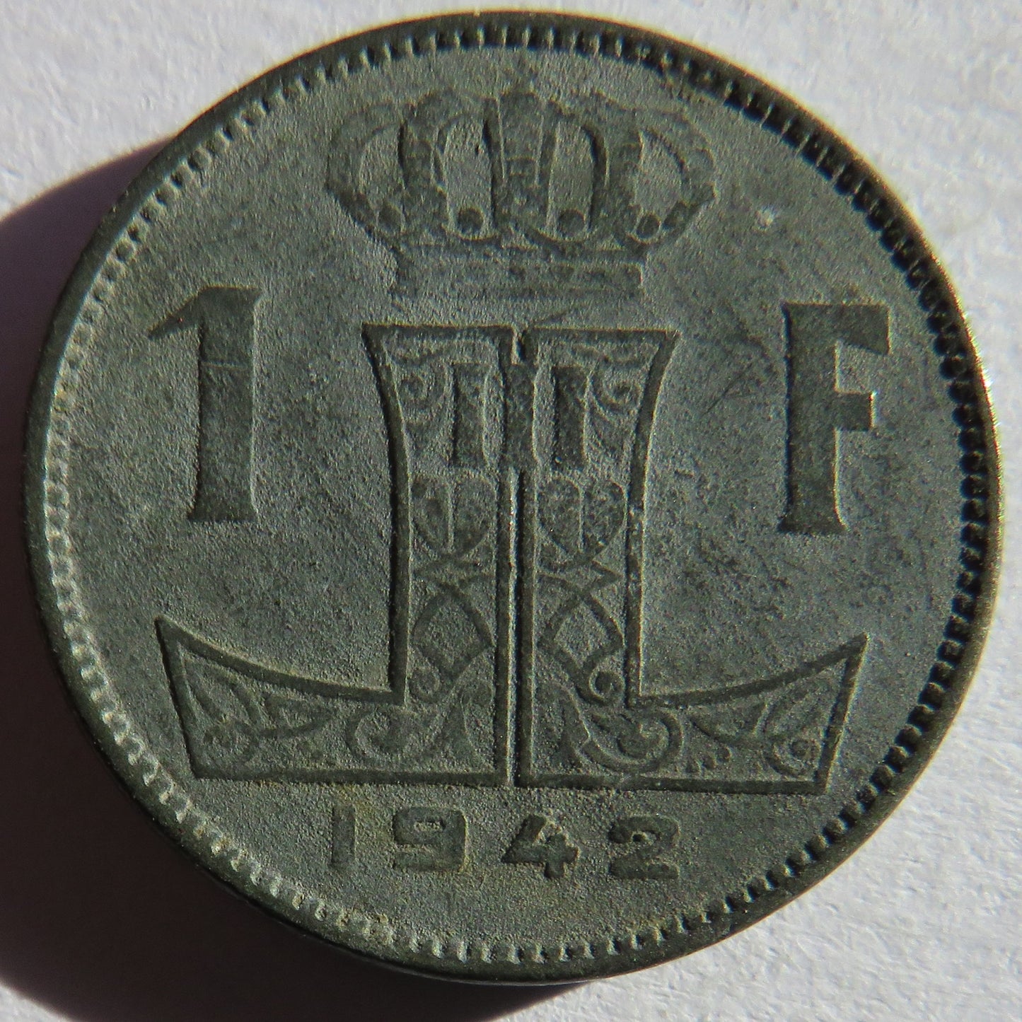 1942 Belgium One Franc Coin