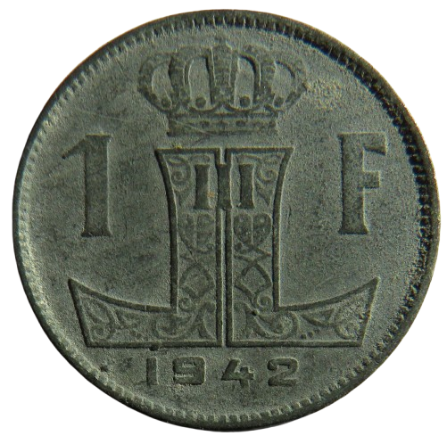 1942 Belgium One Franc Coin