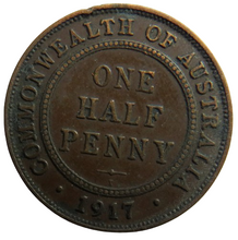 Load image into Gallery viewer, 1917 King George V Australia Halfpenny Coin
