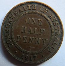 Load image into Gallery viewer, 1917 King George V Australia Halfpenny Coin
