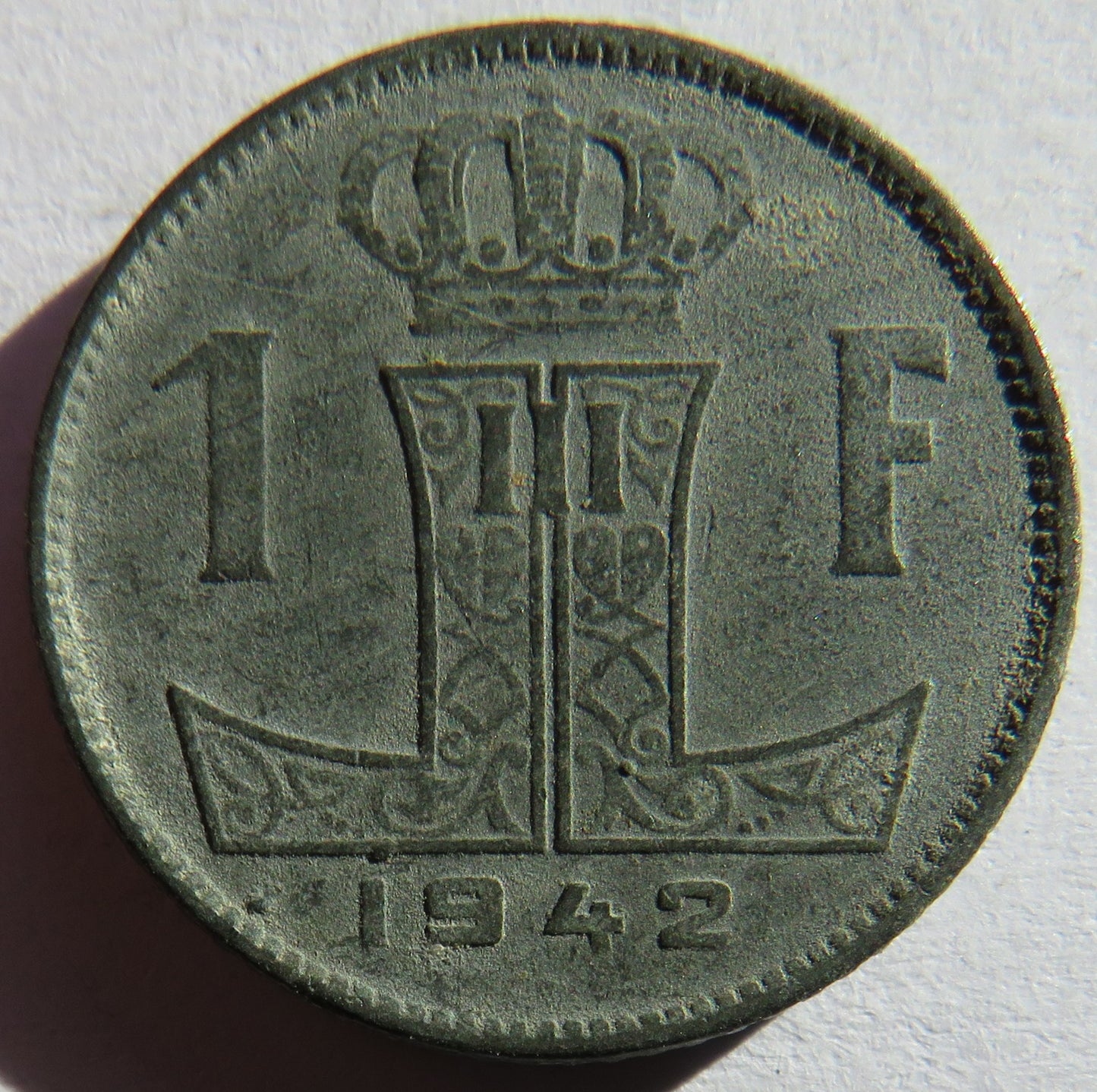 1942 Belgium One Franc Coin