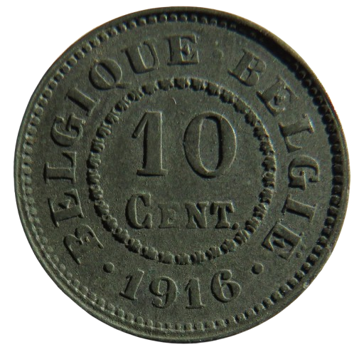 1916 Belgium 10 Centimes Coin