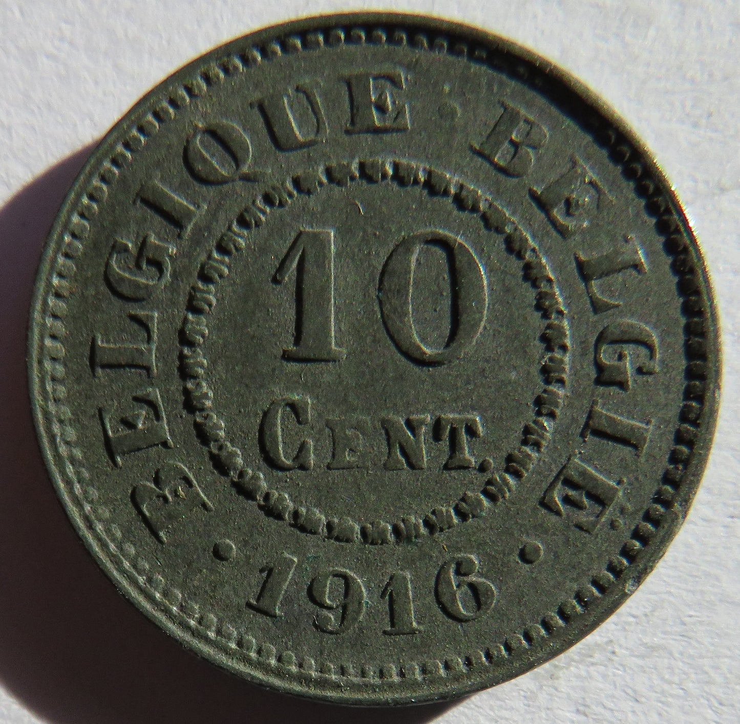 1916 Belgium 10 Centimes Coin