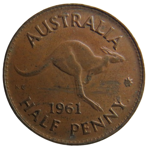 1961 Queen Elizabeth II Australia Halfpenny Coin