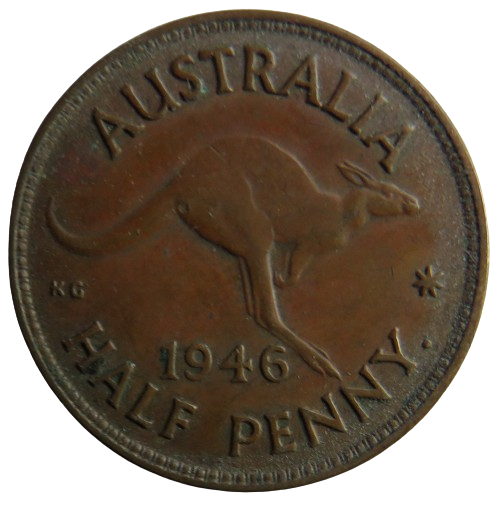 1946 King George VI Australia Halfpenny Coin