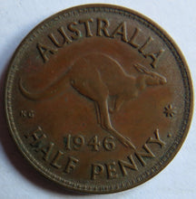 Load image into Gallery viewer, 1946 King George VI Australia Halfpenny Coin
