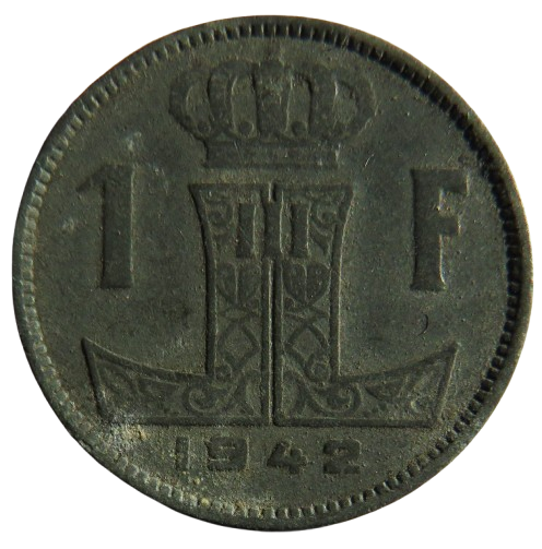 1942 Belgium One Franc Coin