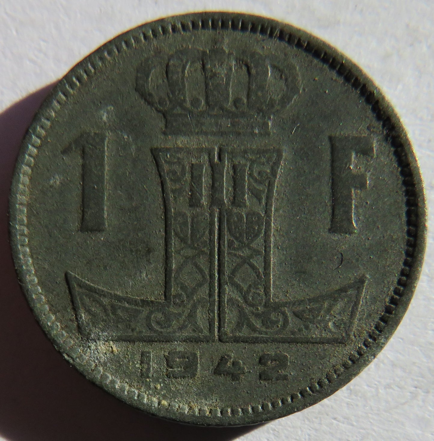 1942 Belgium One Franc Coin