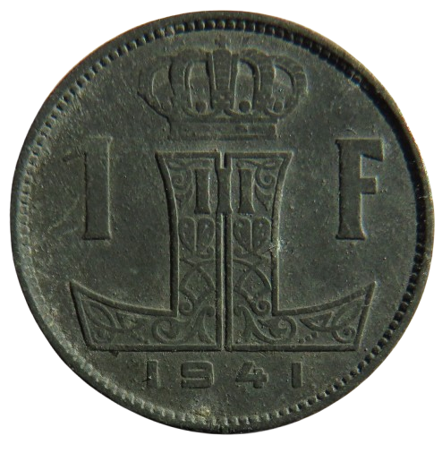 1941 Belgium One Franc Coin
