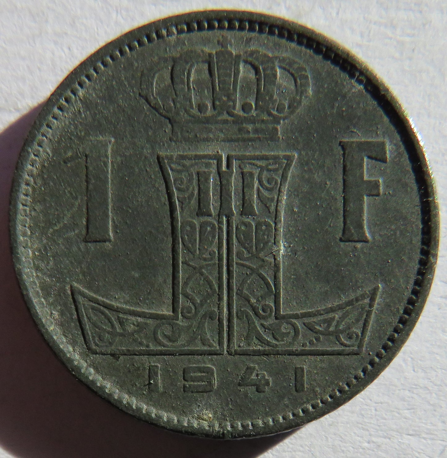 1941 Belgium One Franc Coin