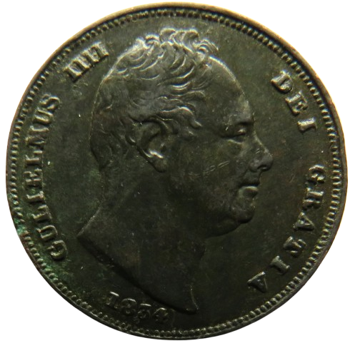 1834 King William IV Farthing Coin - Great Britain