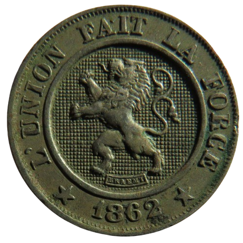 1862 Belgium 10 Centimes Coin