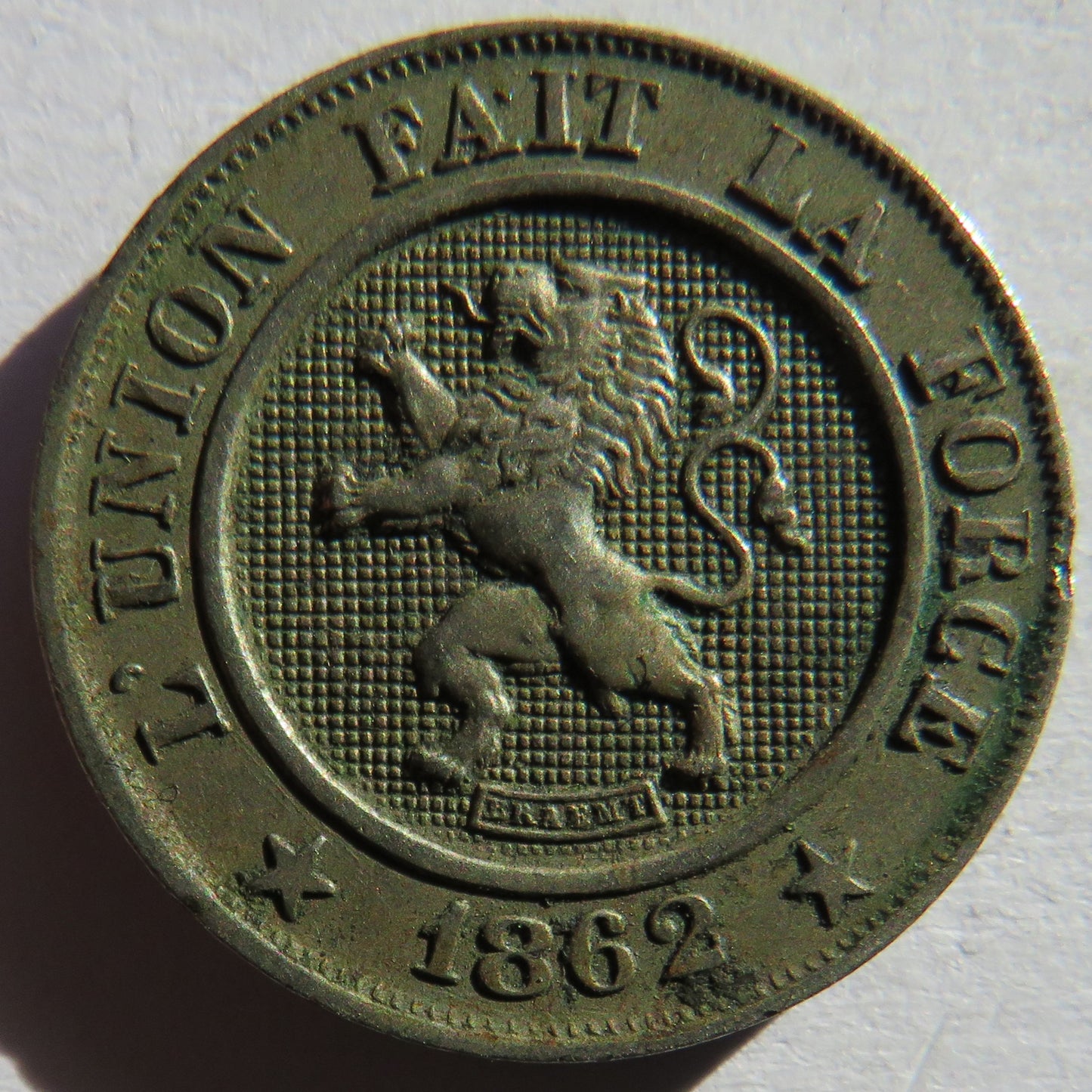 1862 Belgium 10 Centimes Coin
