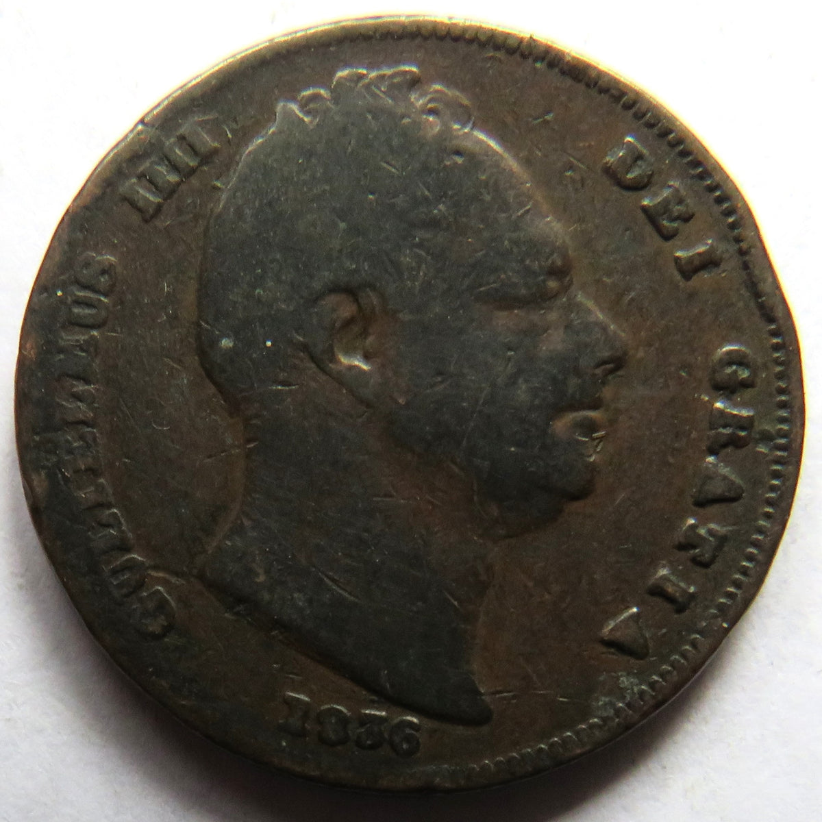 1836 King William IV Farthing Coin - Great Britain image 2