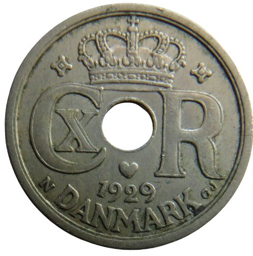 1929 Denmark 25 Ore Coin