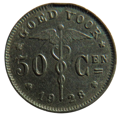 1928 Belgium 50 Centimes Coin