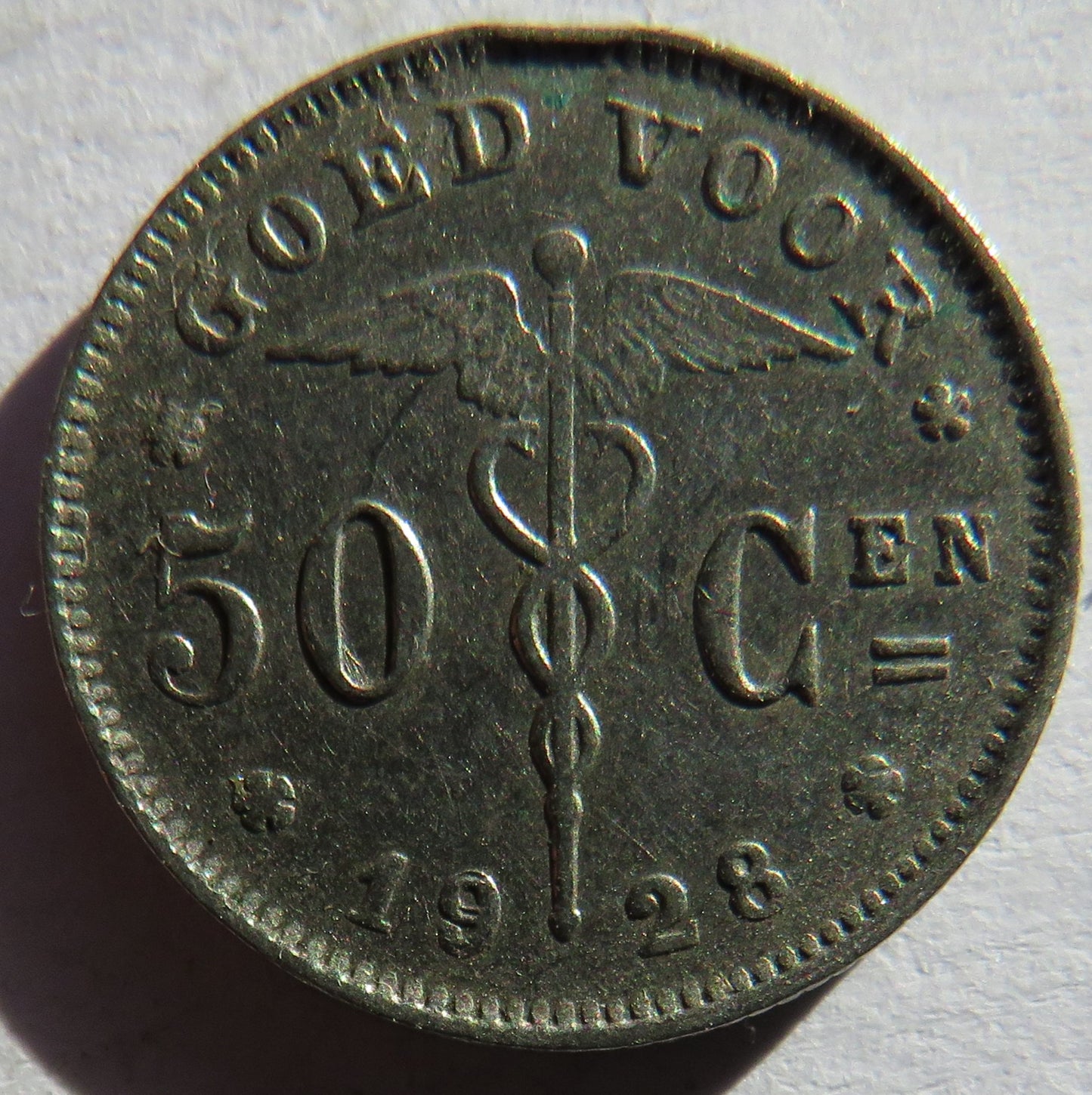 1928 Belgium 50 Centimes Coin