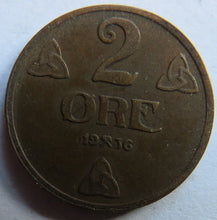 Load image into Gallery viewer, 1936 Norway 2 Ore Coin
