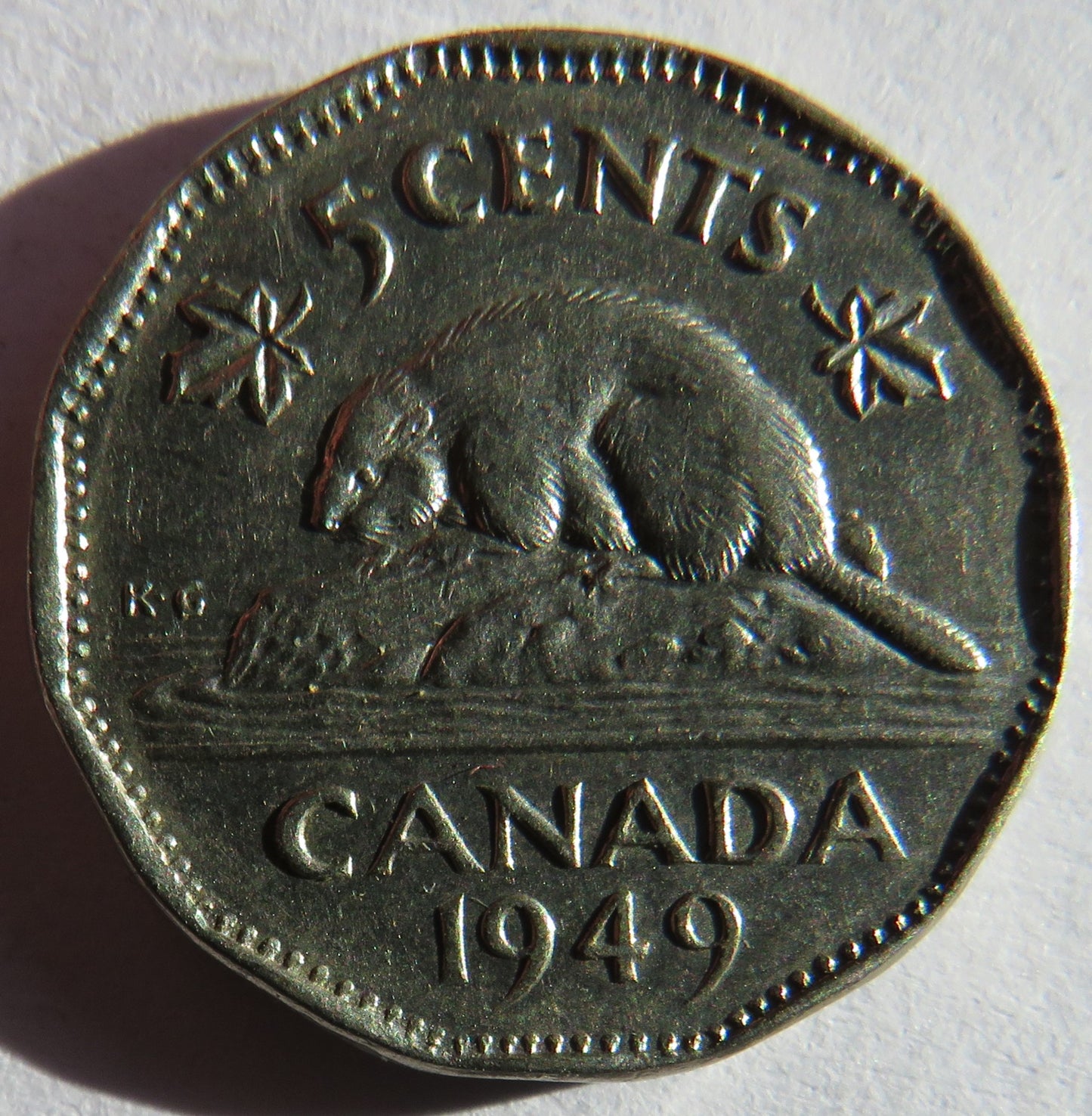 1949 King George VI Canada 5 Cents Coin