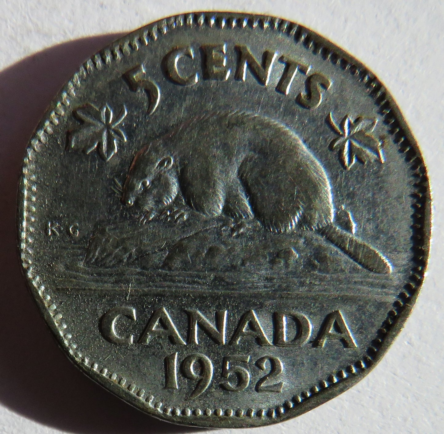1952 King George VI Canada 5 Cents Coin