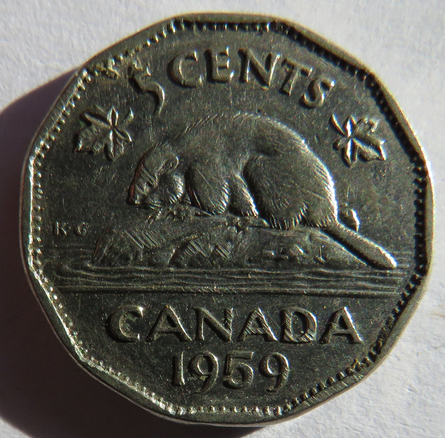 1959 Queen Elizabeth II Canada 5 Cents Coin