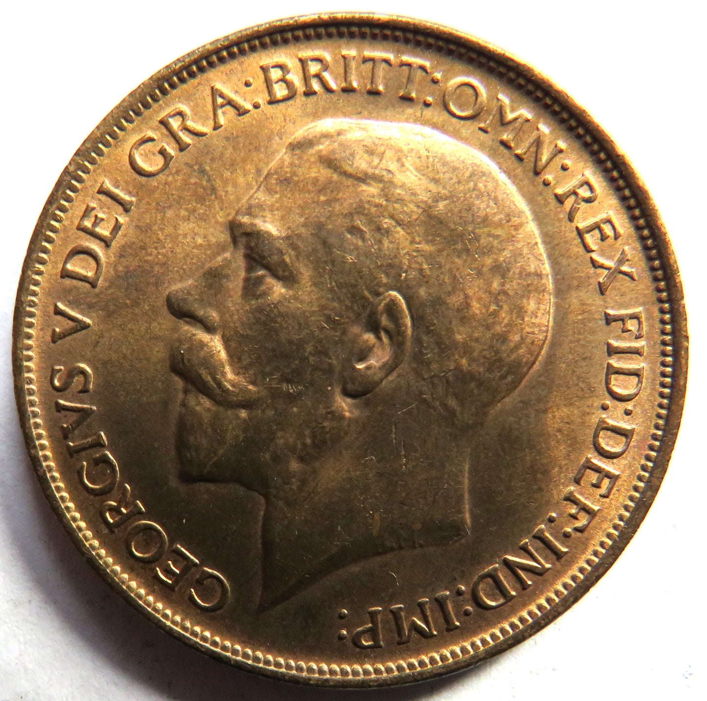 1912-H King George V One Penny Coin Unc - Scarce Date - Great Britain