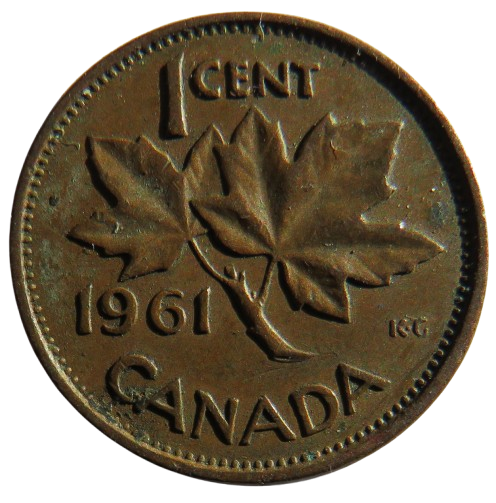 1961 Queen Elizabeth II Canada One Cent Coin