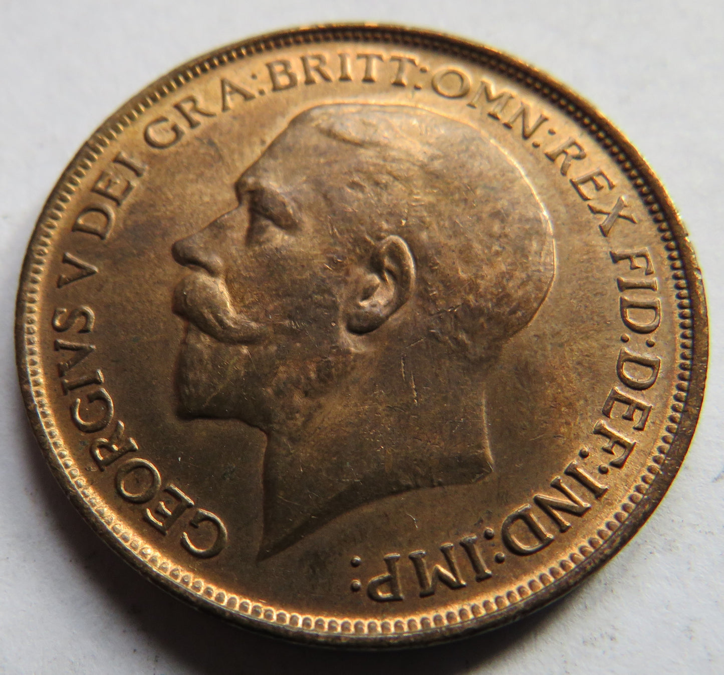 1912-H King George V One Penny Coin Unc - Scarce Date - Great Britain