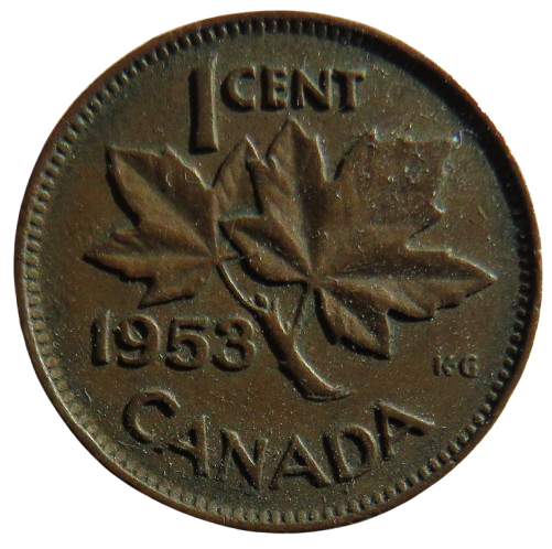 1953 Queen Elizabeth II Canada One Cent Coin