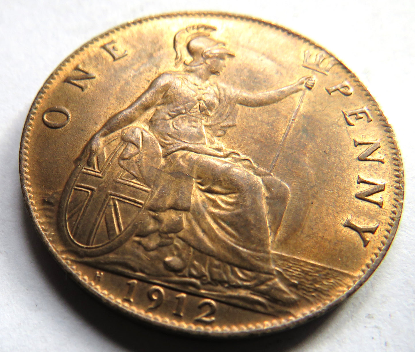 1912-H King George V One Penny Coin Unc - Scarce Date - Great Britain
