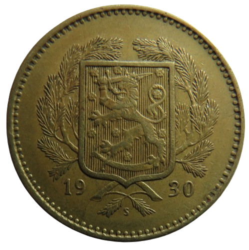 1930 Finland 10 Markkaa Coin