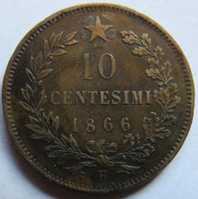 Load image into Gallery viewer, 1866 Italy 10 Centesimi Coin
