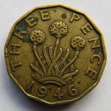 Load image into Gallery viewer, 1946 King George VI Brass Threepence Coin Scarce Date
