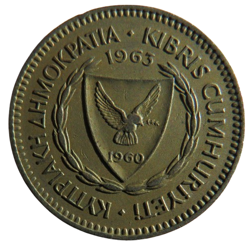 1963 Queen Elizabeth II Cyprus 50 Mils Coin