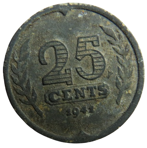 1941 Netherlands 25 Cents Coin