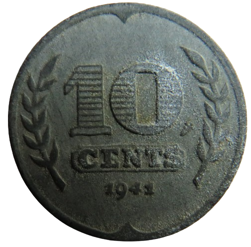 1942 Netherlands 10 Cents Coin