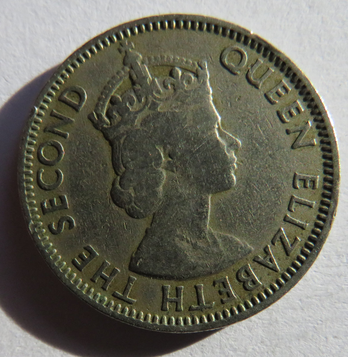 1955 Queen Elizabeth II Cyprus 50 Mils Coin image 3