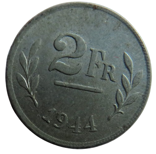 1944 Belgium 2 Francs Coin