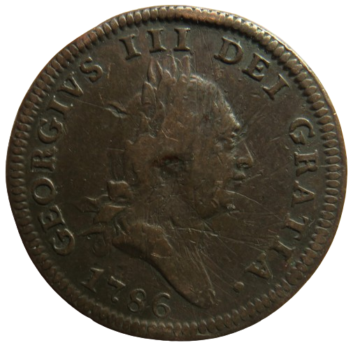 1786 King George III Isle of Man One Penny Coin