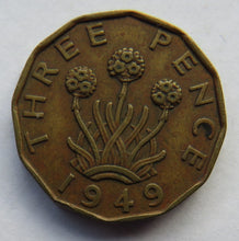 Load image into Gallery viewer, 1949 King George VI Brass Threepence Coin Scarce Date
